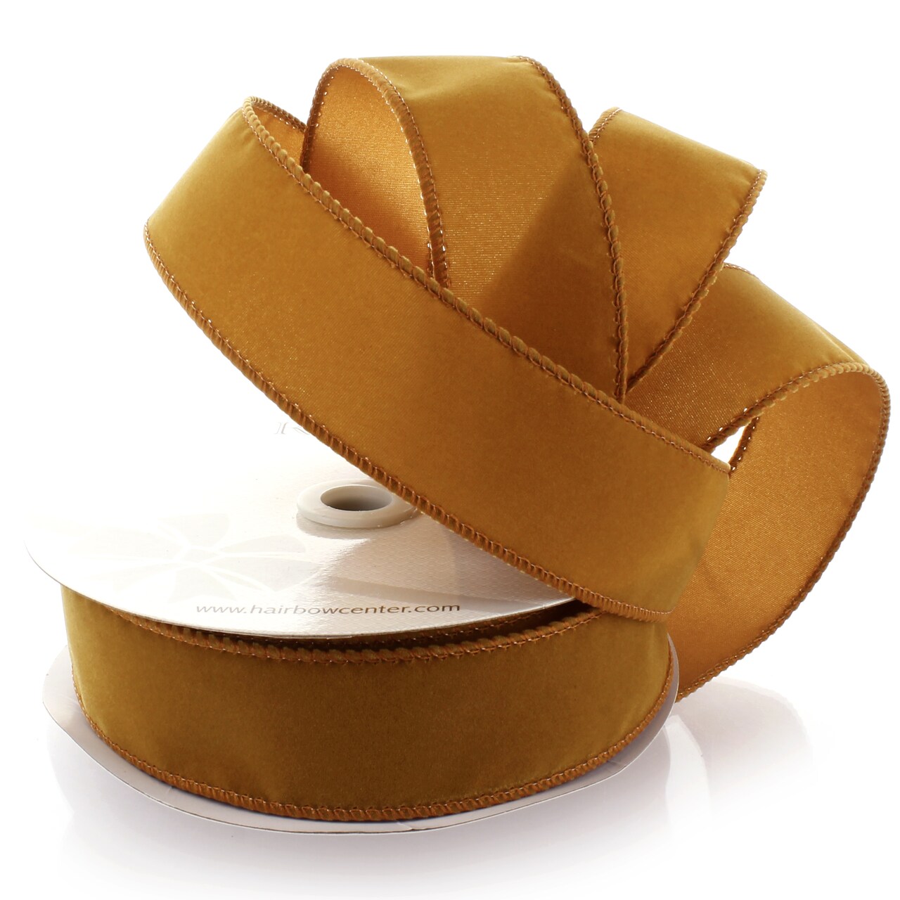1.5 Wired Suede Velvet Ribbon Antique Gold - 10 Yards